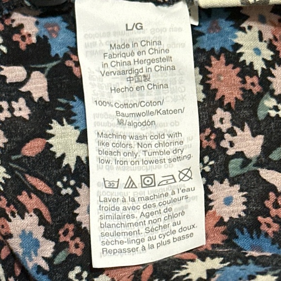 Madewell Pink and Blue Floral Women’s Cotton Top with Ruffles - Size Large - Picture 7 of 7